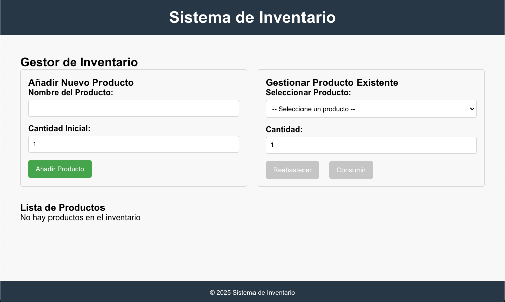 Interfaz web para el Inventory System